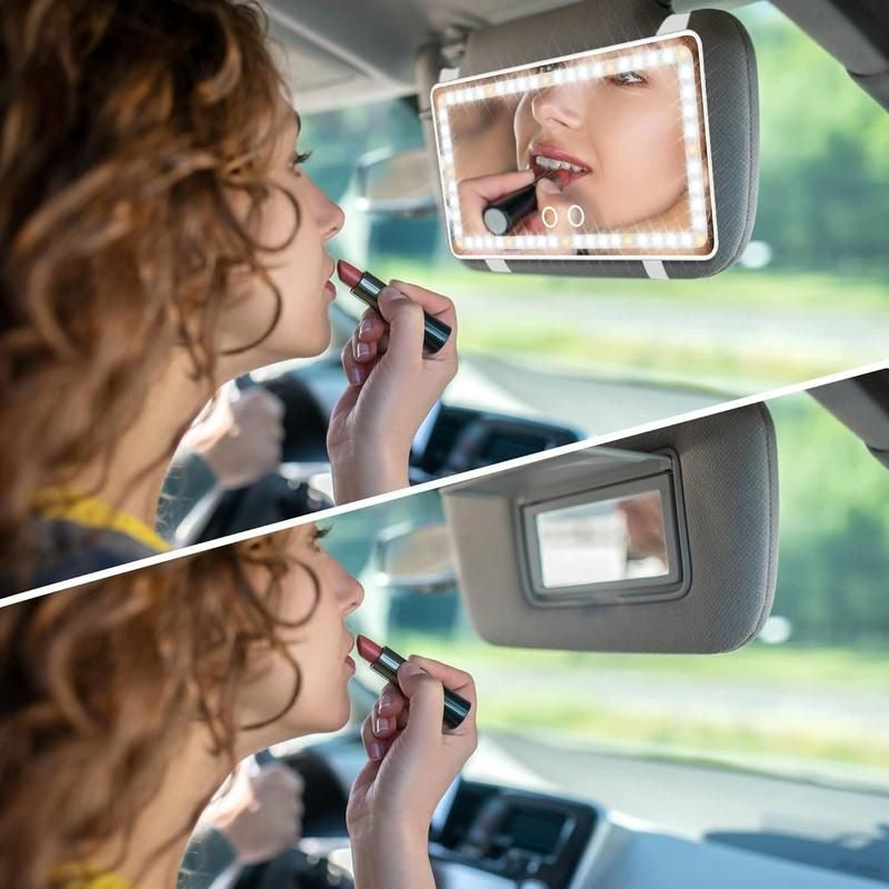 🔆 Miroir de Voiture avec Éclairage LED Intégré – Éclairage Parfait pour la Route et la Beauté
