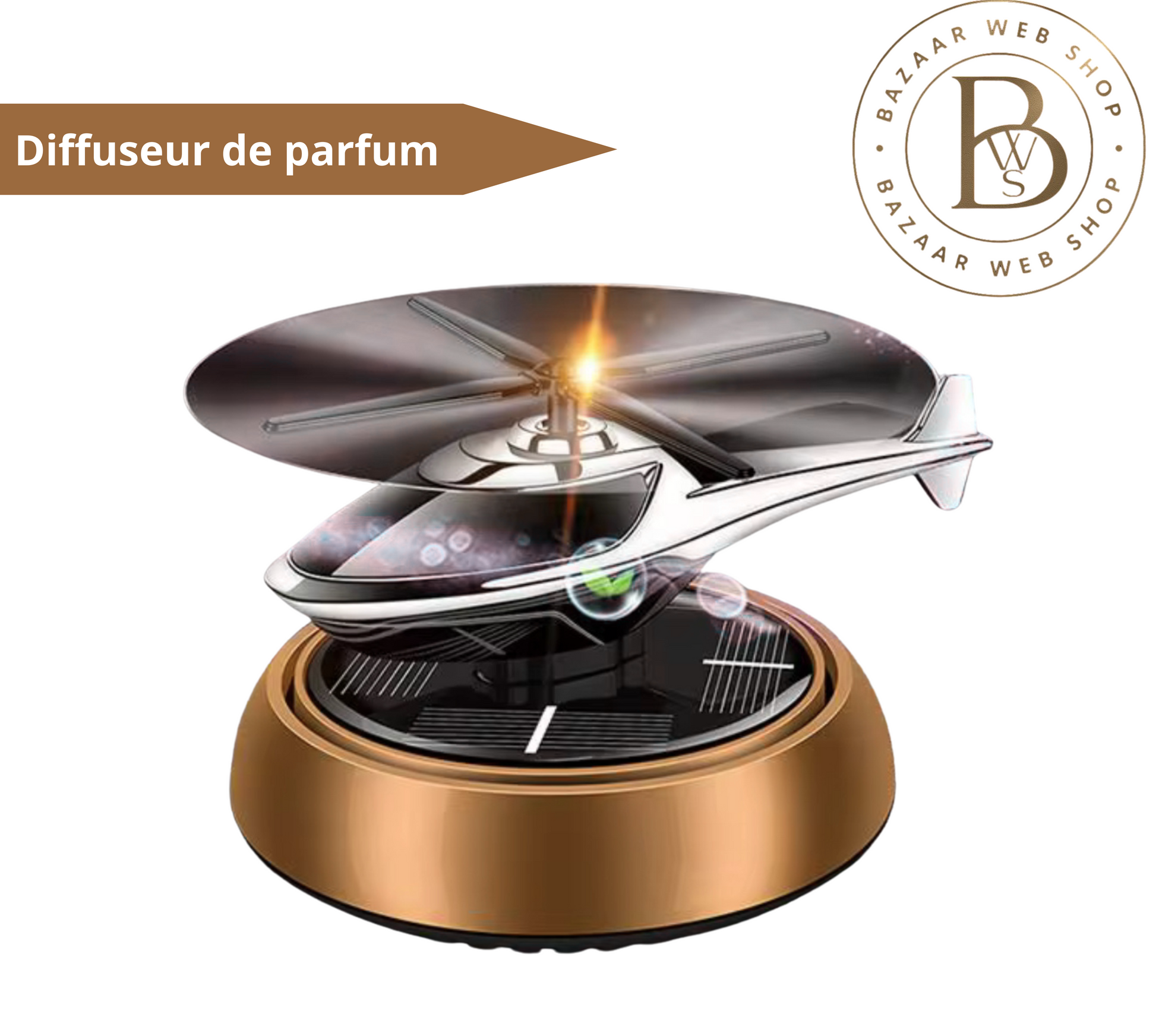 Désodorisant solaire rotatif pour voiture,Hélicoptère à énergie solaire,diffuseur de parfum