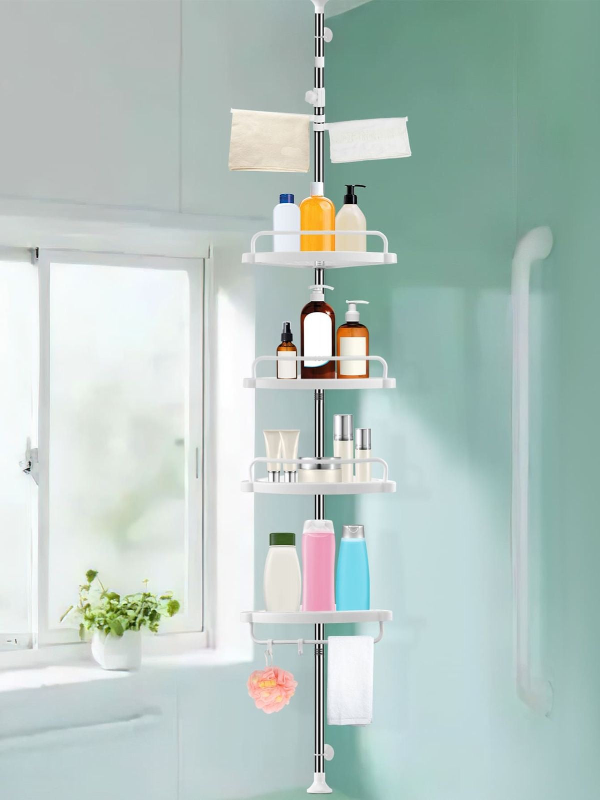 Étagère d’Angle Extensible pour Douche – 4 Niveaux de Rangement