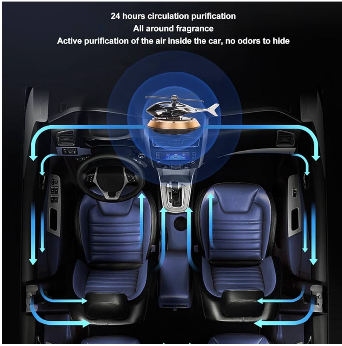 Désodorisant solaire rotatif pour voiture,Hélicoptère à énergie solaire,diffuseur de parfum