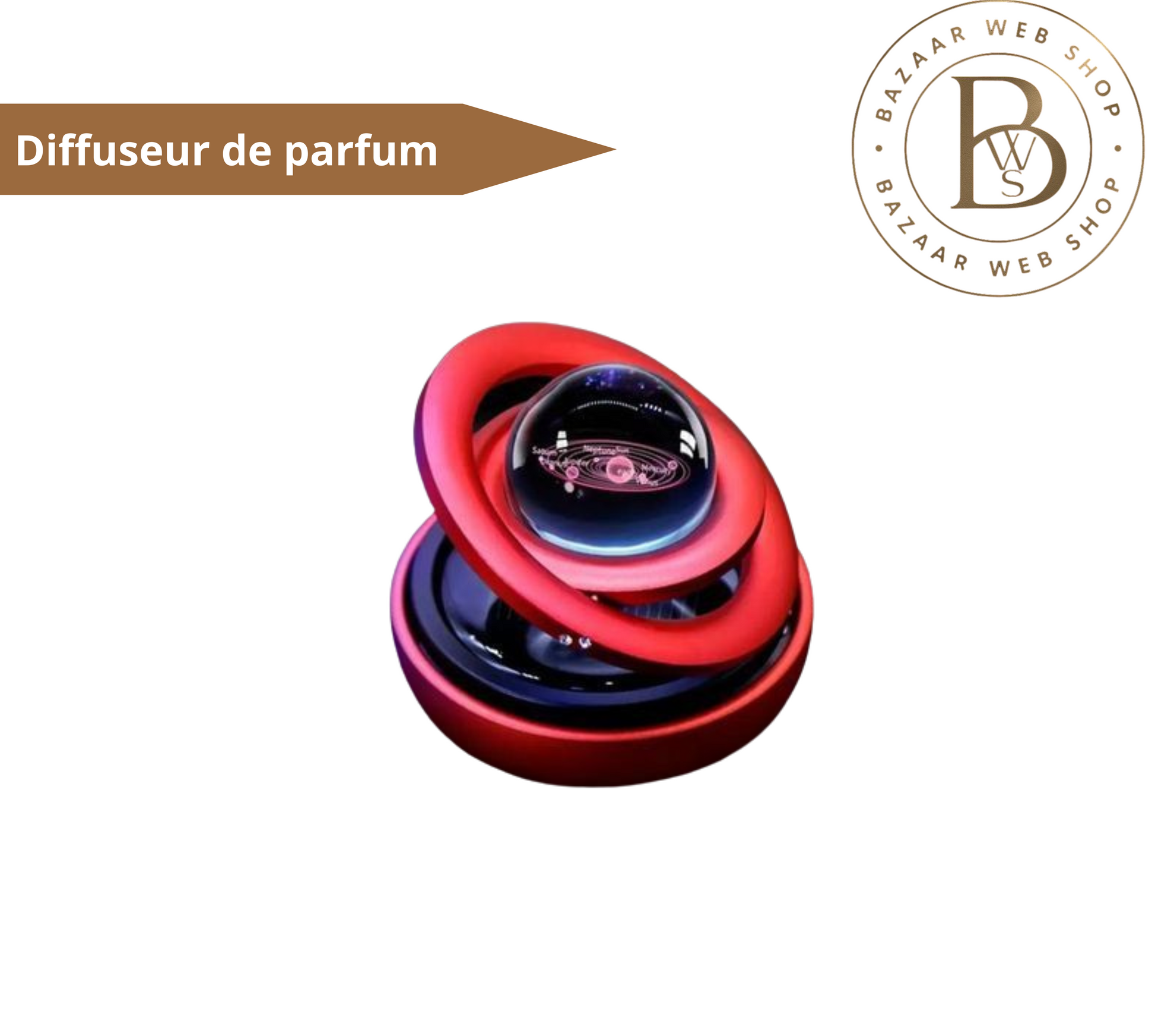 Mini parfum pour voiture, planète rotative solaire, aromathérapie automatique