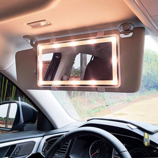 🔆 Miroir de Voiture avec Éclairage LED Intégré – Éclairage Parfait pour la Route et la Beauté