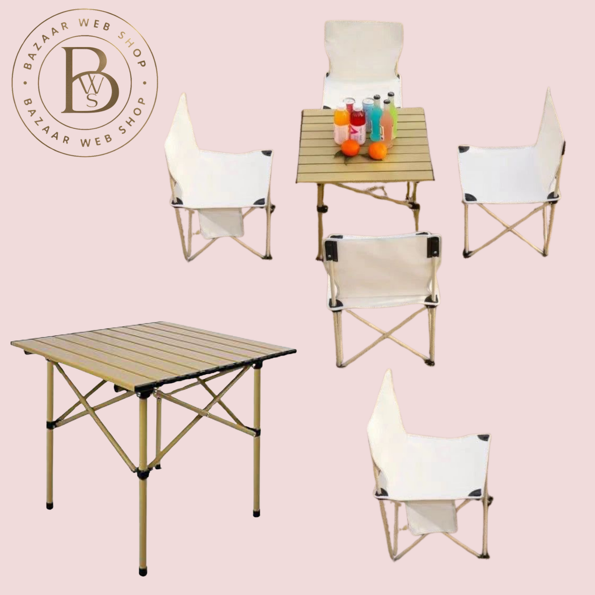 Ensemble de 4 chaises et une table transportable