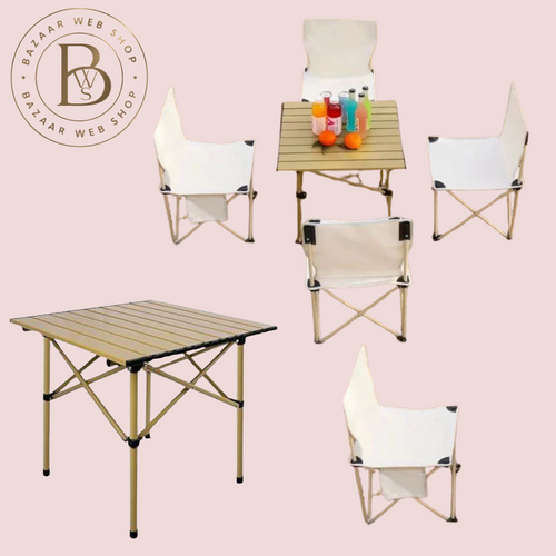 Ensemble de 4 chaises et une table transportable