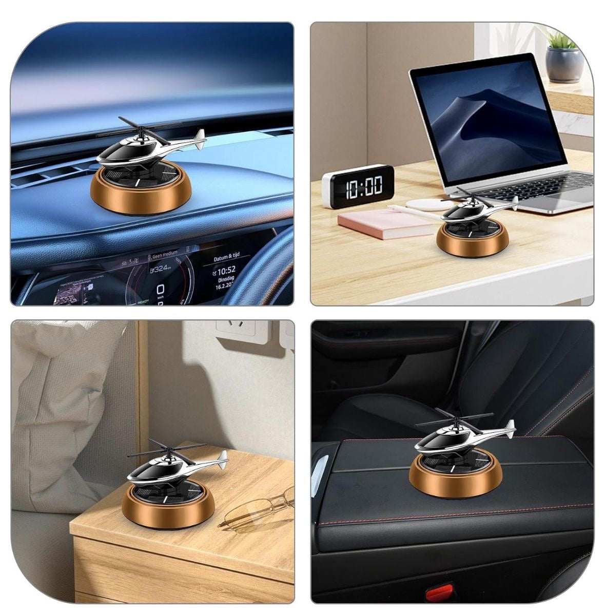 Désodorisant solaire rotatif pour voiture,Hélicoptère à énergie solaire,diffuseur de parfum