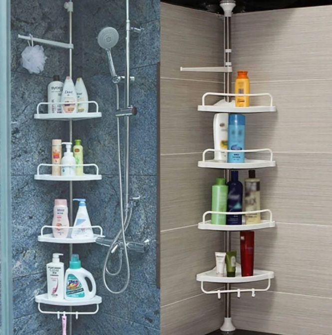 Étagère d’Angle Extensible pour Douche – 4 Niveaux de Rangement