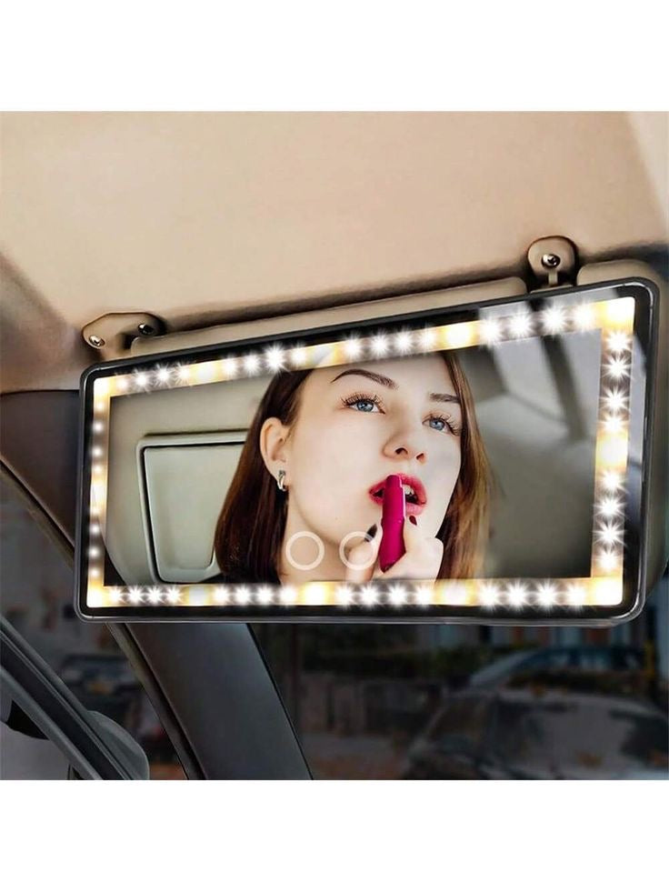 🔆 Miroir de Voiture avec Éclairage LED Intégré – Éclairage Parfait pour la Route et la Beauté