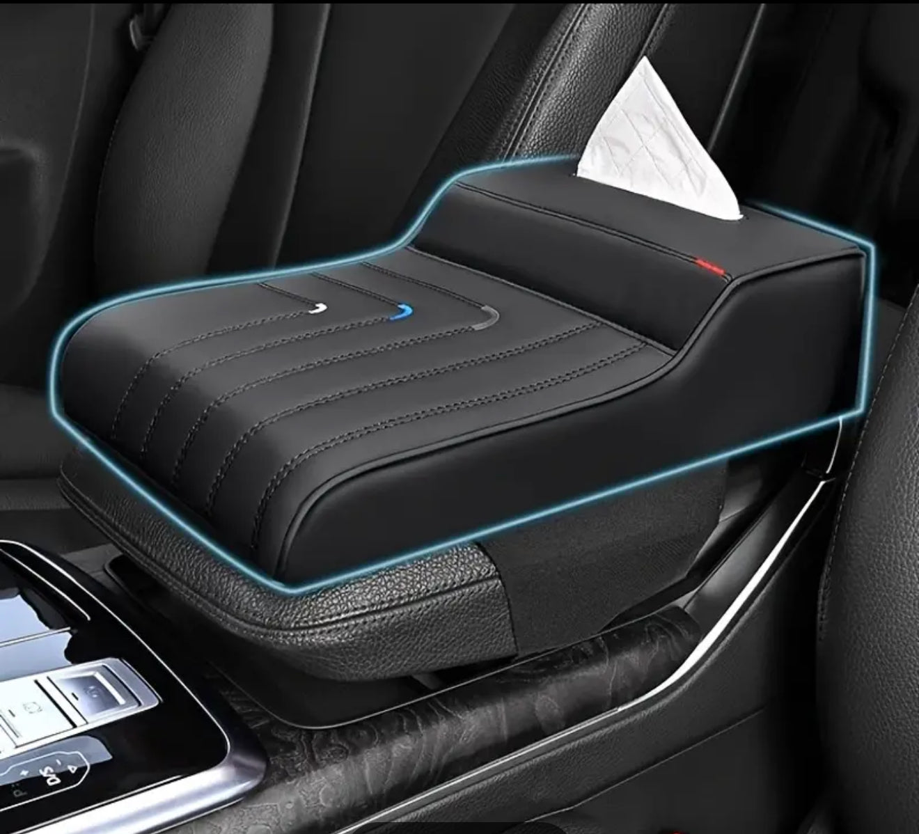 Coussin d’Accoudoir avec Boîte à Mouchoirs Intégrée – Confort Premium en Voiture