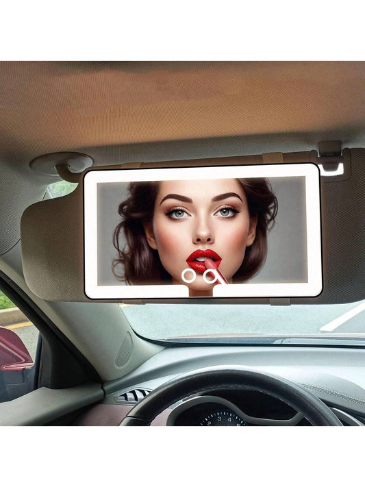 🔆 Miroir de Voiture avec Éclairage LED Intégré – Éclairage Parfait pour la Route et la Beauté