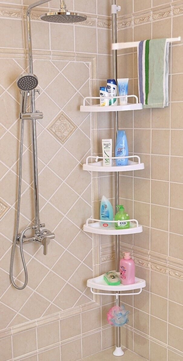 Étagère d’Angle Extensible pour Douche – 4 Niveaux de Rangement